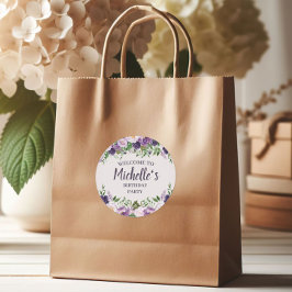 パープル牡丹フローラ女子誕生日歓迎 ラウンドシール