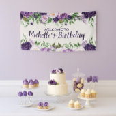 パープル牡丹フローラ女子誕生日歓迎 横断幕