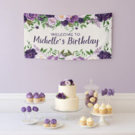 パープル牡丹フローラ女子誕生日歓迎 横断幕