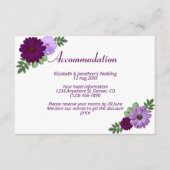 パープル牡丹フローラ結婚ズアコモデーション エンクロージャーカード (正面)