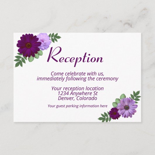 パープル牡丹フローラ結婚披露宴 エンクロージャーカード (正面)
