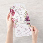 パープル牡丹ブライダルシャワーレシピオールインワン オールインワン招待状