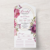 パープル牡丹ブライダルシャワーレシピオールインワン オールインワン招待状