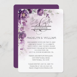 パープル牡丹披露宴のみ招待状 招待状