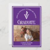 パープル獣医学校の写真カスタム卒業 案内状 (正面)