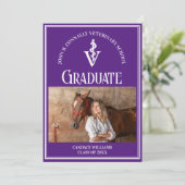 パープル獣医学校の写真カスタム卒業 案内状 (スタンド正面)