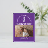 パープル獣医学校写真卒業パーティー インビテーションポストカード (スタンド正面)