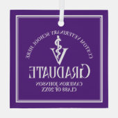 パープル獣医学校卒業クリスマス ガラスオーナメント (裏面)