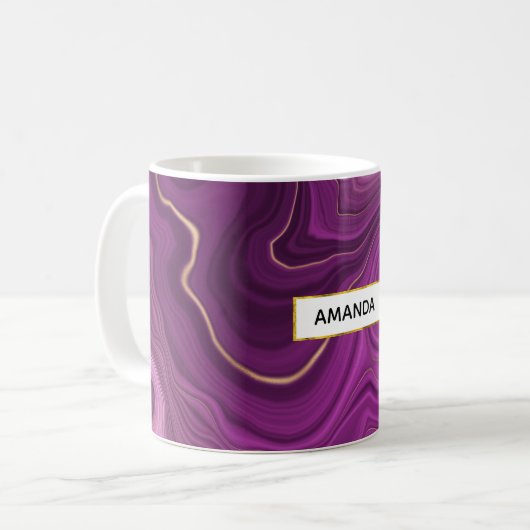パープル王室のおよび金ゴールドアガート抽象芸術 コーヒーマグカップ (正面左)