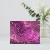 パープル王室のおよび金ゴールドアガート抽象芸術 ポストカード (スタンド正面)