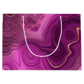 パープル王室のおよび金ゴールドアガート抽象芸術 ラージペーパーバッグ (正面)