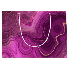 パープル王室のおよび金ゴールドアガート抽象芸術 ラージペーパーバッグ