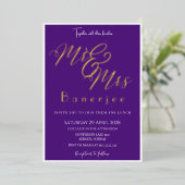 パープル王室のさん+縁ど 箔招待状 (立ち正面)