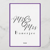 パープル王室のさん+縁ど 箔招待状 (裏面)