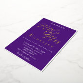 パープル王室のさん+縁ど 箔招待状 (回転した状態)