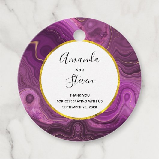 パープル王室のと金ゴールドアガテ抽象芸術ありがとう フェイバータグ (正面)