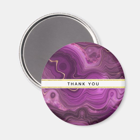 パープル王室のと金ゴールドアガテ抽象芸術ありがとう マグネット (正面/裏面)