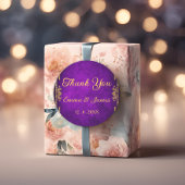 パープル王室のと金ゴールドサンキュー結婚式の引き出物 ラウンドシール