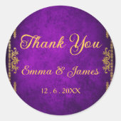 パープル王室のと金ゴールドサンキュー結婚式の引き出物 ラウンドシール (正面)