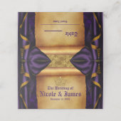 パープル王室のと金ゴールドドレープのス結婚クロールの表 プレイスカード (外部開封)