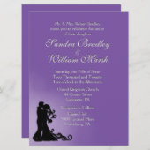 パープル王室のの花結婚嫁 招待状 (正面/裏面)