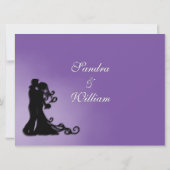 パープル王室のの花結婚嫁 招待状 (裏面)