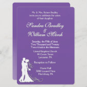 パープル王室のの花結婚嫁 招待状 (正面/裏面)