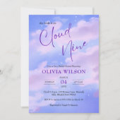 パープル王室のオンクラウド9ブライダルシャワー 招待状 (正面)