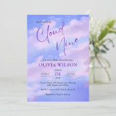 パープル王室のオンクラウド9ブライダルシャワー 招待状 (スタンド正面)