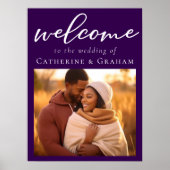 パープル王室のカップル写真シック結婚歓迎 ポスター (正面)