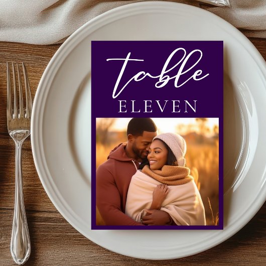 パープル王室のカップル写真夕べ結婚ズ テーブルナンバー