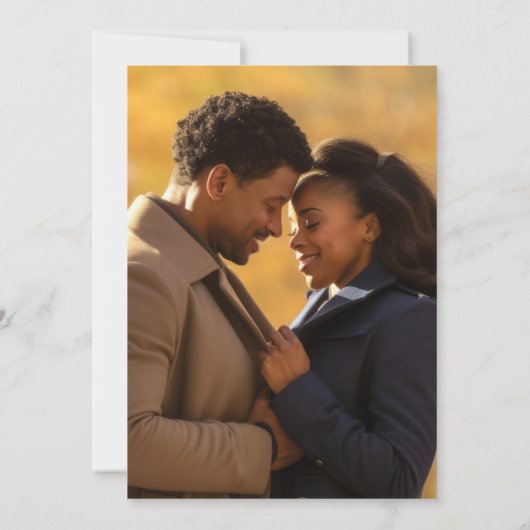 パープル王室のカップル写真婚約 案内状 (裏面)