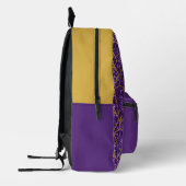 パープル王室のグリッター金ゴールドジオメトリックデコ名 プリントバックパック (左)