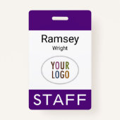 パープル王室のスタッフID名バッジクリップリールラニヤード バッジ (正面)