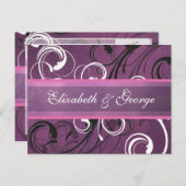 パープル王室のダマスクグランジエレガントな結婚式 ポストカード (正面/裏面)