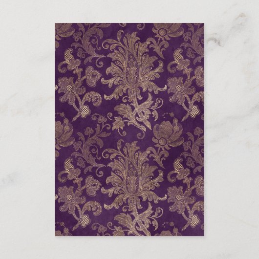 パープル王室のダマスク披露宴詳細カード エンクロージャーカード (裏面)