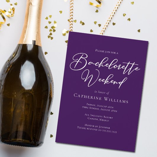 パープル王室のバチェロレッテウィークエンドミニマル 招待状