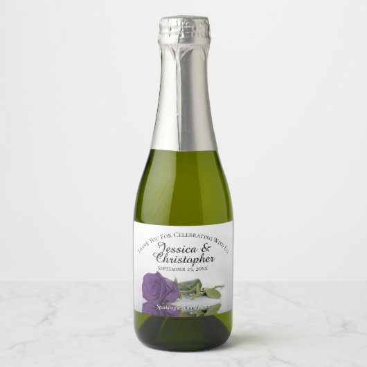 パープル王室のバラクラッシー結婚ズサンキューミニ スパークリングワインラベル (正面)
