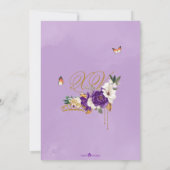 パープル王室のバラバタフライプリンセスキンセアニェラ 招待状 (裏面)