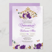 パープル王室のバラバタフライプリンセスキンセアニェラ 招待状 (正面/裏面)