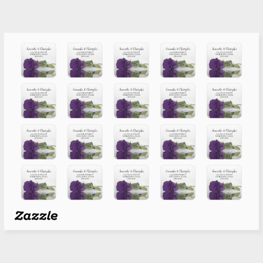 パープル王室のバラ差出人住所封筒用シール スクエアシール (シート)