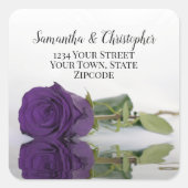 パープル王室のバラ差出人住所封筒用シール スクエアシール (正面)