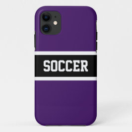 パープル王室のブラックアスレチックストライプ文字 iPhone 11 ケース