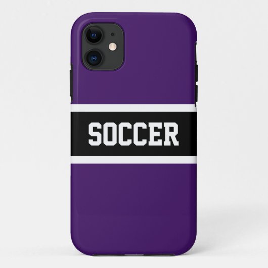 パープル王室のブラックアスレチックストライプ文字 Case-Mate iPhoneケース (裏面)