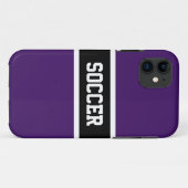 パープル王室のブラックアスレチックストライプ文字 Case-Mate iPhoneケース (裏面(横))