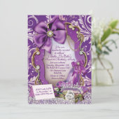 パープル王室のプリンセススウィート16招待状 招待状 (スタンド正面)