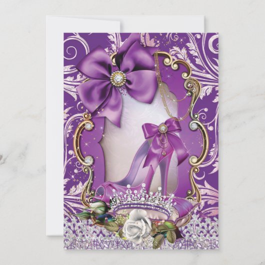 パープル王室のプリンセススウィート16招待状 招待状 (裏面)