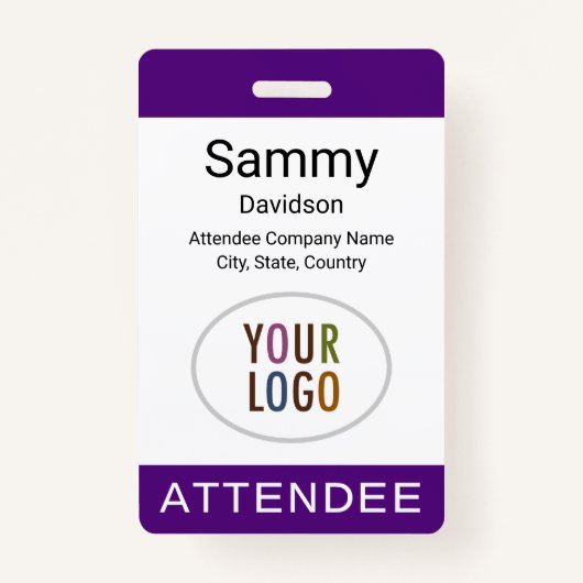 パープル王室の出席者バッジのロゴクリップラニヤードリール バッジ (正面)