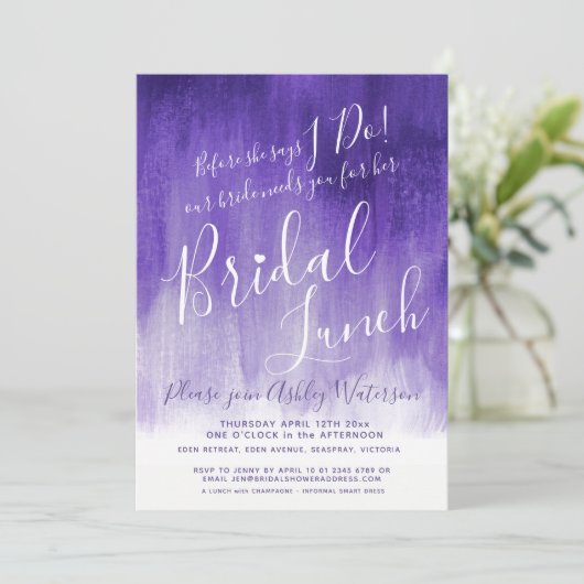 パープル王室の抽象芸術アートブライダルランチ 招待状 (スタンド正面)