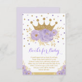 パープル王室の金ゴールドクラウンプリンセスブックスベビー エンクロージャーカード (正面/裏面)